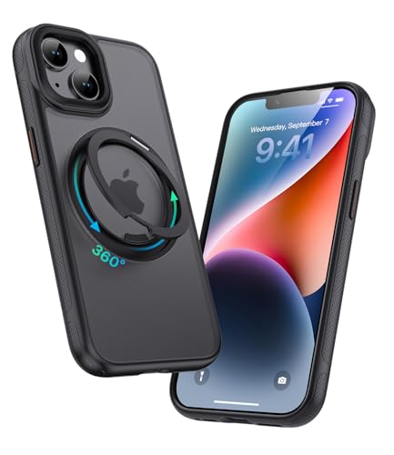 Image of for iPhone 14 Case /iPhone 13 case, Compatible with MagSafe, Slim Shockproof Military-Grade Rugged Protective Case with Stand, Camera Control, Comfort Grip (A-Black, iPhone 13 /14)