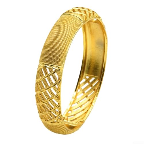 Pulsera Dubai chapada en oro de 24 quilates diseñada con apertura con bisagras para mujer, sutil en accesorios diarios (B-36)