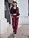 Ekouaer Women's Velvet Velor Tracksuits 2 Piece Lounge Outfits Zip Up Sweatshirt and Sweatpants with Pockets S-3XL(Wine red,Medium)