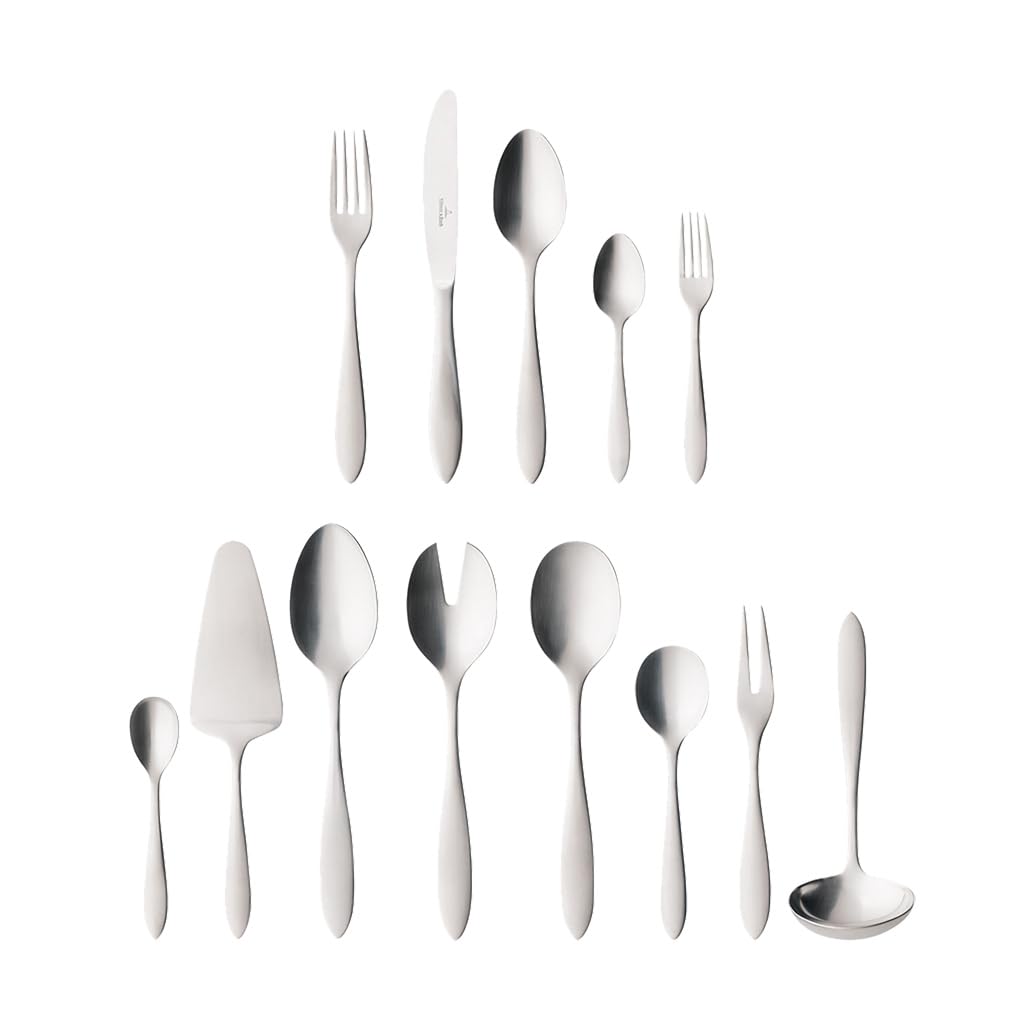 Villeroy & Boch - Set de cubertería Arthur para 12 personas, 68 piezas | Set de cubertería para fiestas grandes, acero inoxidable 18/10, plateado, apto para lavavajillas, 44 x 29 x 9 cm