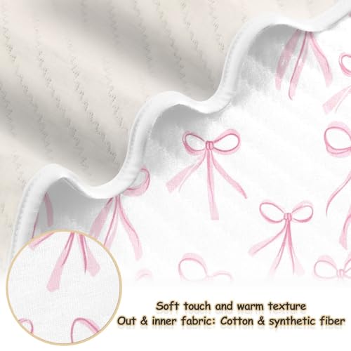 Bows Pink Cute Baby Swaddle Blanket for Boys and Girls, Muslin Baby Receiving Swaddle Blanket, Soft Cotton Nursery Swaddling Blankets for Newborn Toddler Infant3