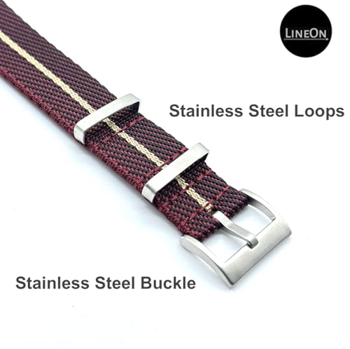 Image of Lineon 20mm & 22mm Stainless Steel 304 Buckle & loop Nylon Vintage Style NATO Watch Strap ONE WAY NATO Nylon STRAP Imported Quality With Pins and Pin Remover Tool (Include)