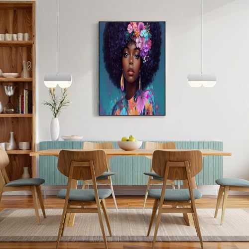 Pósters de arte de pared modernos de 60x90 cm con diseño floral azul-verde 2
