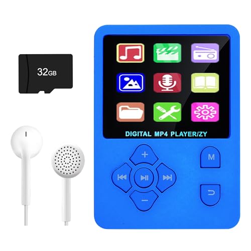 Image of MP3 Player, Music Player with 16GB Micro SD Card, Build-in Speaker /Photo /Video Play /FM Radio /Voice Recorder /E-Book Reader, Supports up to 128GB (Dark Blue)