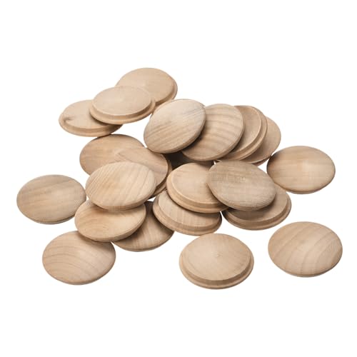 Image of uxcell Wood Plugs, 50Pcs 40 x 35 mm - Beech Wood Button Top Plugs, Screw Hole Covers, Decorative Wooden Cover for Stair Chair Craft Furniture Woodworking