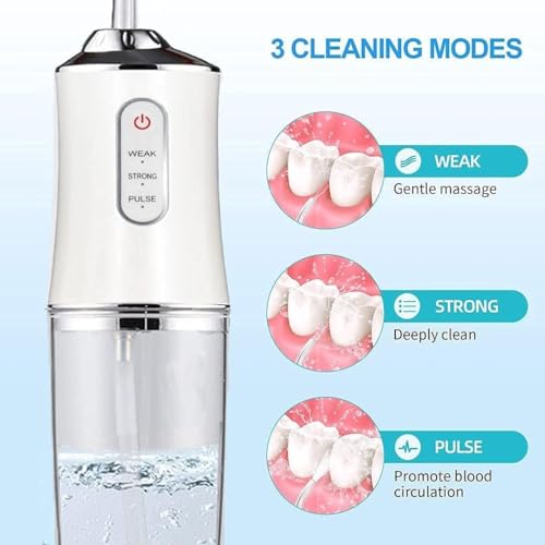Image of Cordless Oral Irrigator with 3 Modes 4 Jets IPX7 Waterproof Portable & Rechargeable Irrigation Cleaner with 220ml Detachable Water Tank for Teeth Cleaning (Multi color)