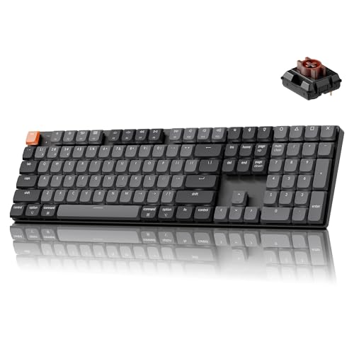 Image of Keychron K5 Version 2 Wireless Bluetooth 5.2 Mechanical Keyboard, Low Profile Milk POM Switch Full-Size 100% Layout QMK Programmable, White Backlit with Shine-Through Keycaps for Mac Windows Linux