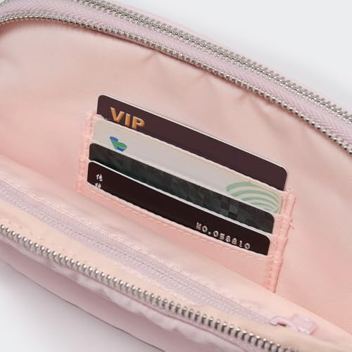 Image of Pander Everywhere Belt Bag for Women, 5 Zipper Pockets Nylon Crossbody Fanny Pack Purse (Pink).