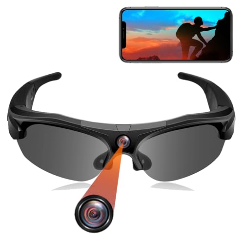 CYI Occhiali da Sole Sportivi con WiFi, Mini Action Camera Moto HD1080p, Bicicletta e Moto...