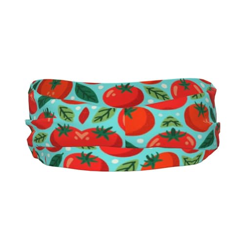 Boys Girls Sports Sweatbands, Multipurpose Long Head Band for Yoga Fitness Shower, Fashion Red Tomato Art Headwear Head Decor3