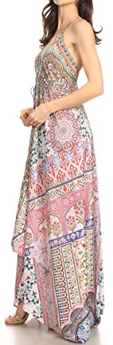 Image of Sakkas Lizi Womens Maxi High-Low Halter Handkerchief Long Dress Beach Party