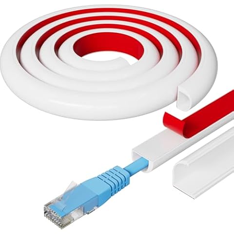 78" Side Buckle Cable Hider for 1 Cords,Extension Cord Covers for Wires On Wall,Adhesive Cord Hider for Wall Mount Tv,Paintable Wire Channel for Cable Concealer,Cable Raceway Home & Office Trim,White Cover