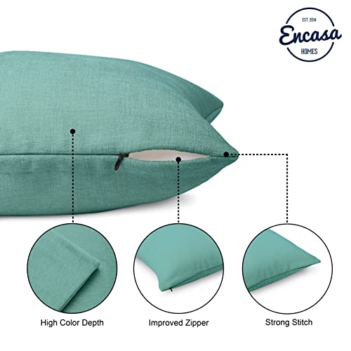 Image of Encasa XO Thick Chenille Throw Pillow Covers Set of 1 | Teal - (16 inchx16 inch) (40x40 cm) | Decorative Accent Square Throw Pillow Cases for Couch, Home Decor, Sofa