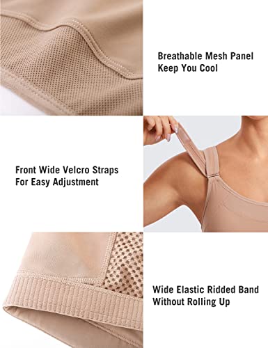 Image of SYROKAN Front Adjustable Sports Bras for Women High Impact | Front Velcro Straps, Wirefree, Double layer Cups, U Back, No Bounce, Running Bra