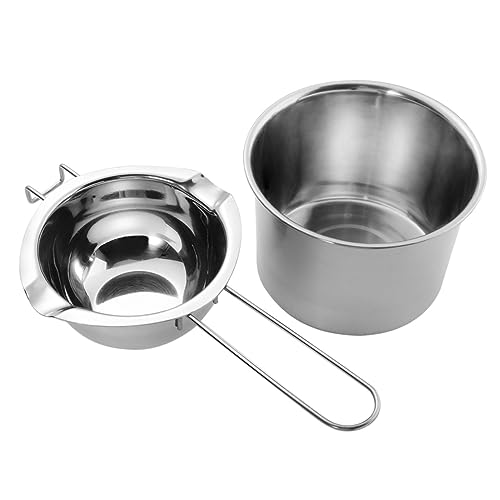 Alipis 2pcs Stainless Steel Chocolate Melting Pot Boiler Dual Pour Spouts for Butter Candy and Sauce Ergonomic Design for Easy Use The Kitchen