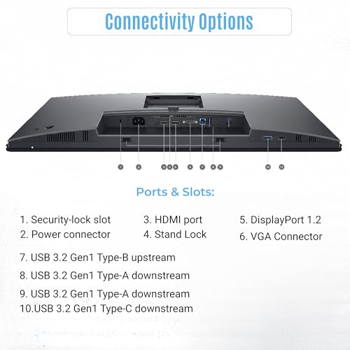 Image of Dell Pro P2725H Plus 27 inch Full HD 1920 x 1080 Monitor - Computer Monitor Screen with Power Cable USB 3.0 Upstream, DisplayPort + HDMI Cables