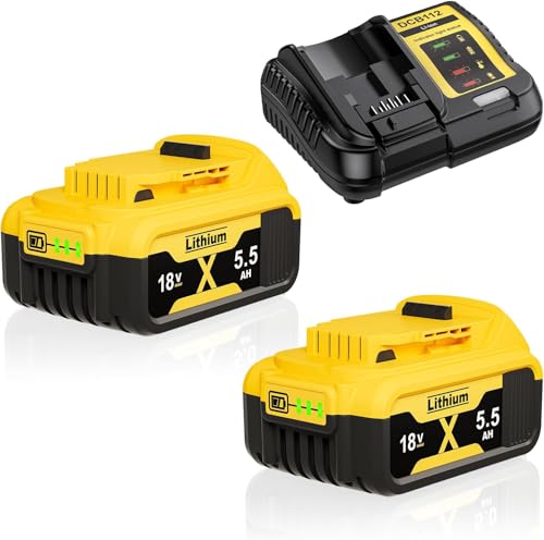 2X 18V 5.5Ah DCB182 18V Li-Ion + 4A Charger replacement battery for Dewalt 18V DCB182 DCB184 DCB200 DCB184 DCB101 DCB107 DCB112 DCB105 DCB115 DCB203