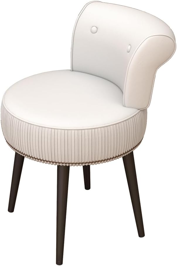YYW HOME Vanity Chair with Back - Small Makeup Stool Velvet Vanity Chair Tufted Accent Chairs Makeup Chair for Vanity for Women Girl and Kids (White)