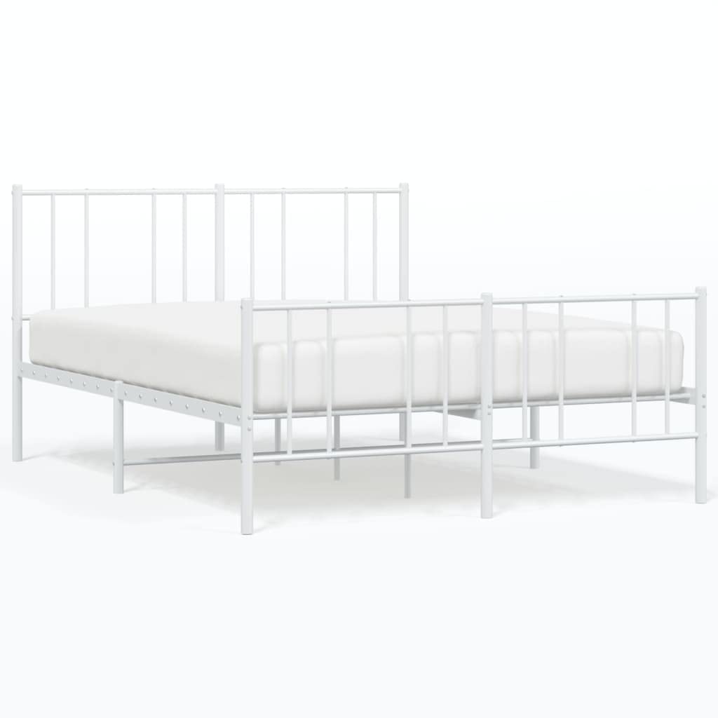 Telaio letto con testiera e pediera in metallo bianco 140 x 200 cm Telaio per camera da letto Struttura del letto dell'hotel Cornice da letto per soggiorno Adatto per camera da letto