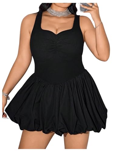 Milumia Women's Plus Size Ruched Bubble Mini Dress Sleeveless A Line Party Club Short Dresses