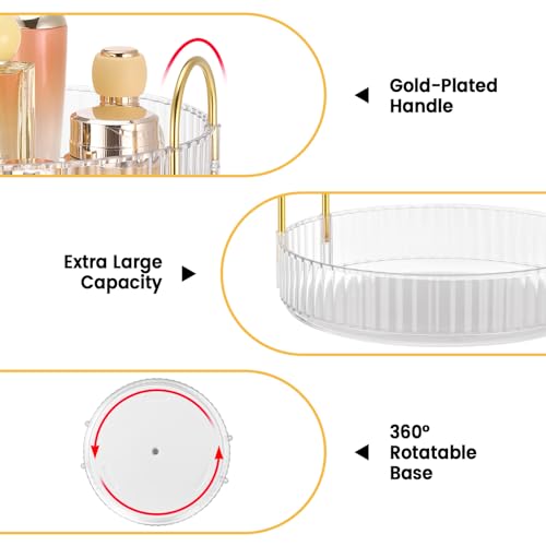 Otauoaea Kosmetik Organizer, 360° Drehbarer Make Up Organizer Große Kapazität, Multifunktionaler Kosmetik Aufbewahrung für Schminktisch Badezimmer Schlafzimmer (2 Schicht, Transparent)