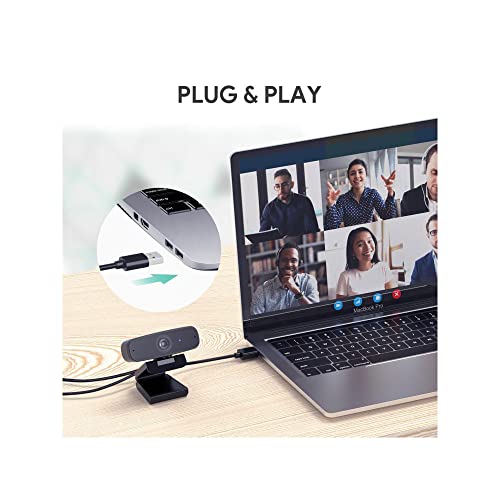 Webcam 1080p Full HD, Live Streaming Kamera mit Rauschunterdrückung Mikrofon, Desktop oder Laptop USB Webcam für Breitbild-Videoanrufe und Aufnahme schwarz – Bild 7