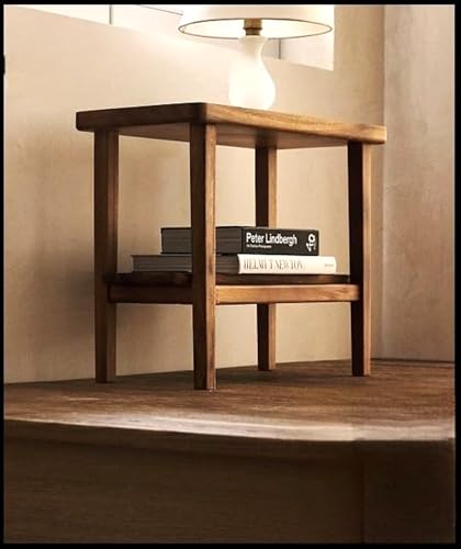 Image of Solid Sheesham Wood Side Table - Handcrafted Bedside Table for Living Room, Bedroom & Office - Multipurpose Wooden Nightstand | Natural Finish, (21 x 9.8 x 16.9 Inches)