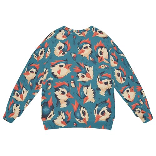 JUNZAN Cartoon Woodpecker Blue Kids Girls Pullover Hoodie Fleece Kids Hoodies Boys Party 4T2