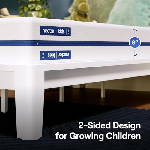 Image of Nectar Kids Full 8 inch Mattress with Bamboo Bed Frame & Headboard - 2-Sided Design for Growing Children - Machine Washable Cooling Cover - Easy Tool Free Set Up - Fiberglass Free - 365 Night Trial