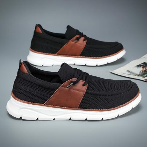 Image of Mens Casual Slip in Boat Shoes Fashion Lightweight Slip On Loafers Walking Beach Sneakers Work Mesh Oxfords Soft Sole