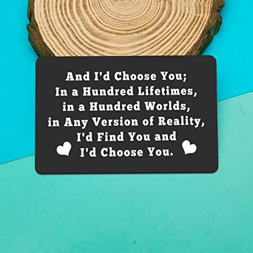 Metal Wallet Card Anniversary Card Gift for Boyfriend Husband Valentines Day Gifts for Him I\'d Choose You Metal Cards Couple Gifts Wedding Day Gift Groom Gift from Bride Husband Gift from Wife Jewelry