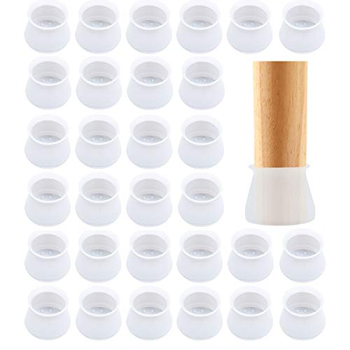 Preisvergleich Produktbild KNMY Silikon Stuhlbeinkappen, 32Pcs Füße Pads Stuhlbeine Schutzkappen, Anti-Kratzer Furniture Tisch Stuhlbein Silikonkappe Protektoren für Runde Beine (Weiß)