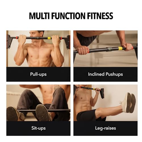 Image of Boldfit Pull Up Bar Door for Home Workout (300Kg) - Gym Equipment for Home Workout | Adjustable Door Way Chin Up Bar for Home Workout for Kids & Adults | PullUp Bar for Men & Women | Anti-Skid Grip (76-115 CM)