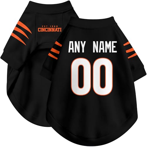 Image of Cincinnati Dog Clothes Jersey Style Personalized Pet T Shirt with Custom Name Number for Small Medium Large Dogs