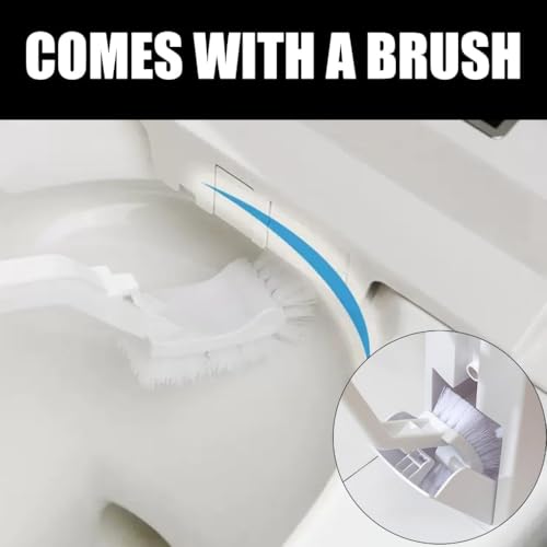 Image of RV Bathroom Trash Can Slim with Toilet Brush, 2L Ultra Slim Plastic Bathroom Trash Can and Brush Toilet Set, White, Space Saving, Indoor Use