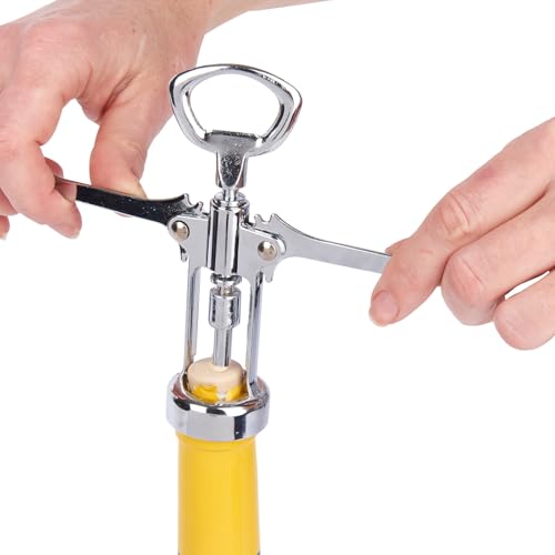 BarCraft Double Handed Chrome Winged Corkscrew, Metal,Black Lever Arm,16 cm - Image 3