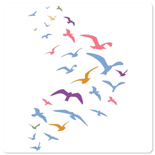 GORGECRAFT 30x21cm Pochoirs de Peinture d'oiseaux Modèle d'art de Dessin de Mouette de Mer Pochoir de Peinture D'Ornement D'Artisanat en Pet Réutilisable...