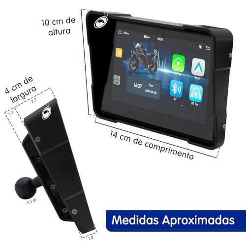 H-Tech Multimidia para Moto e Jet Ski 5'' a Prova D'Água HM-500 com Tela Touchscreen IPS, Bluetoo
