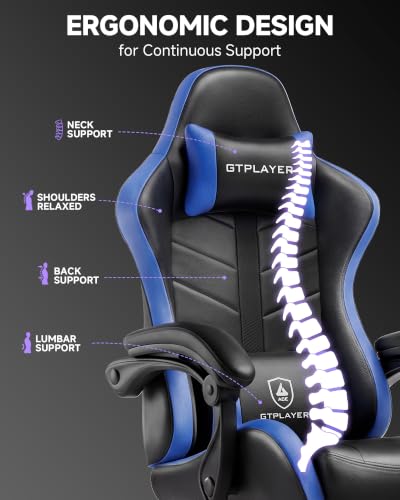 Image of GTPLAYER Gaming Chair, Computer Game Chair for Adults, Black - Blue