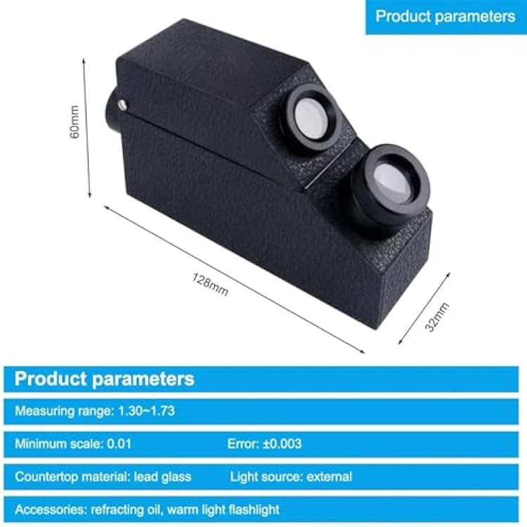 Professional Gemstone Identification Tool, Gemstone Refractive Ldentification Gem Refractometer with External Light Source Send Flashlight
