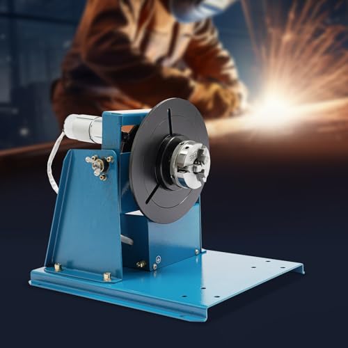 NOWMORE Rotary Welding Positioner Welding Turntable with 3-Jaw Lathe Chuck,10KG Mini Welding Positioner for Welding Displacement Rotary Work,0-90º Tilte Table Dia