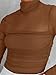 REORIA Women’s Fall Fashion Sexy Long Sleeve Mock Turtle Neck Sheer Mesh Slim Fit Ruched Night Out Leotard Bodysuits Tops Brown X-Large