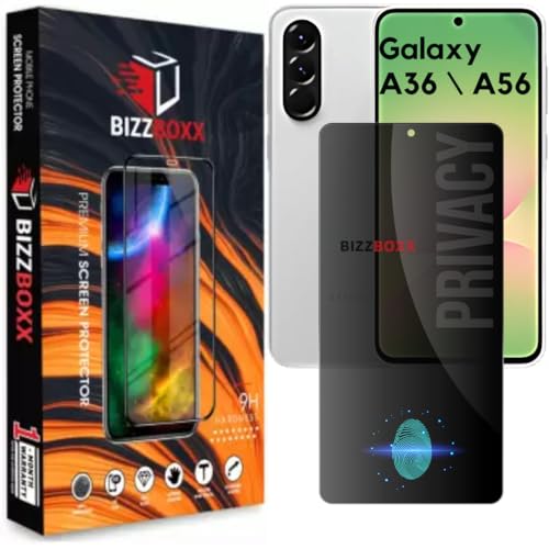 Image of Privacy Tempered Glass Screen Protector Compatible With Samsung A36 5G and A56 5G - Anti-Spy Tempered Glass, Fingerprint may not Work, Privacy in Public Spaces, Temper - Pack of 1