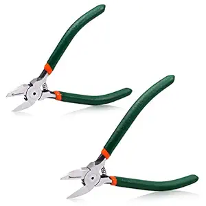 SPEEDWOX 2 Pcs Side Cutter Set Flush Cutter Pliers Set Diagonal Cutters Set with Spring Functional Precision Tools for Cutting Electronics Wires Jewelry DIY and Handmade