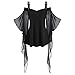 LOPILY Oberteile Damen Fledermaus Vintage Bluse mit Rüschen Ärmel Mittelalter Kostüme Damen Schulterfreie Blusentops Halloween Kostüm Damen Sexy Vampir Gothic Bekleidung Kanerval (Schwarz, 38)