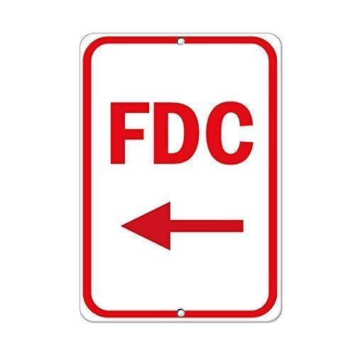 Warning Sign Fdc with Left Arrow Hazard Fire Business 12X8 Inches Aluminum Metal Tin