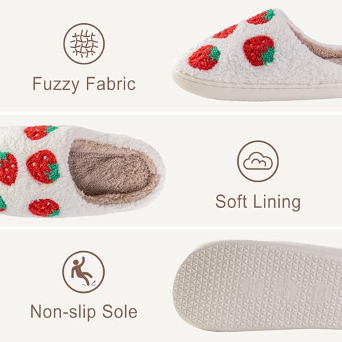 Obosoyo Slippers Women Strawberry Men House Fuzzy Plush Shoes Funky Cute Design Fun Slipper Unisex Comfy Bedroom Soft Warm Slipper Indoor Non-slip Slip-On2