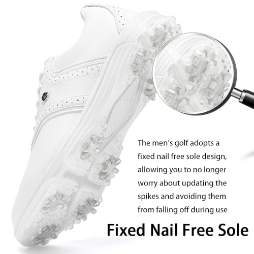 Image of Mens Golf Shoes Traditions Waterproof with Fixed Spikeless Sole Professional