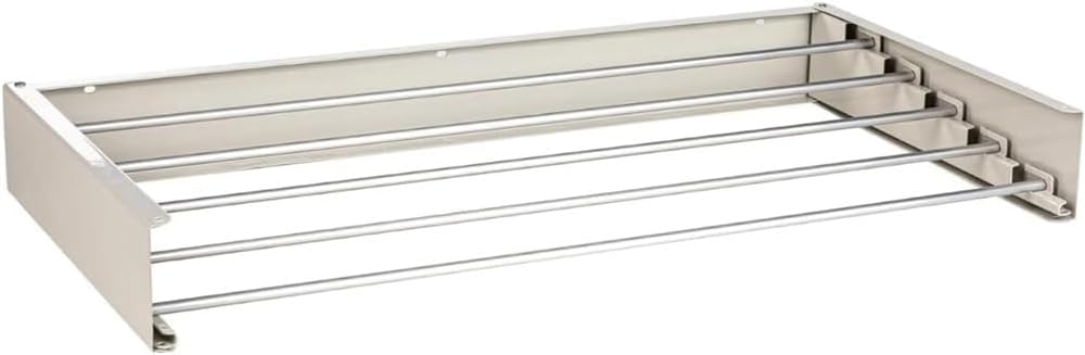 Wall Mounted Clothes Rack, Foldable Laundry Rack Folding Indoor with 6 Heavy Duty Rods, Collapsible Invisible Space Saving, Retractable Towel Hanger with Wall Template