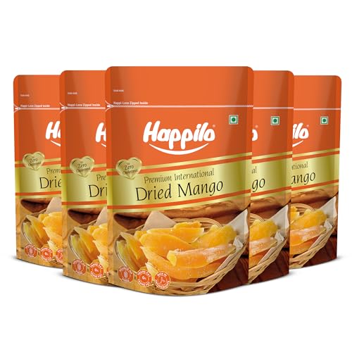 Image of Happilo Premium International Dried Mango 200g | Plant Based Protein | Sweet taste of Real Mangoes anytime | 100% Natural & No Artificial Colors, Gluten Free, No Preservatives (Pack of 5)